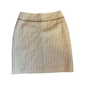 Banana Republic Tan and White Geometric Pattern Wool Skirt Size 6